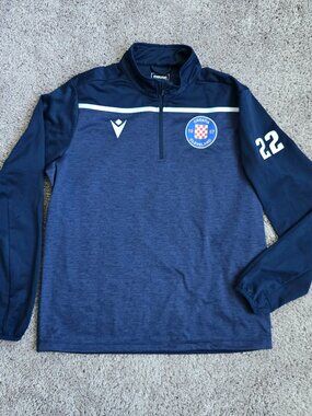 Macron Croatia Cleveland Soccer Club 1/4 Zip Training Top Jersey Navy Blue L